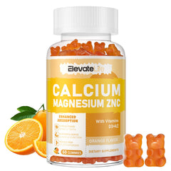 Calcium Magnesium Zinc gummies bottle with D3 and K2 orange-60 count