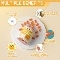 Gummies product packaging for calcium magnesium zinc with D3 and K2