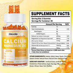 Nutrition facts panel for orange-berry flavored gummies