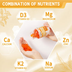 Close-up of orange-berry flavored gummies