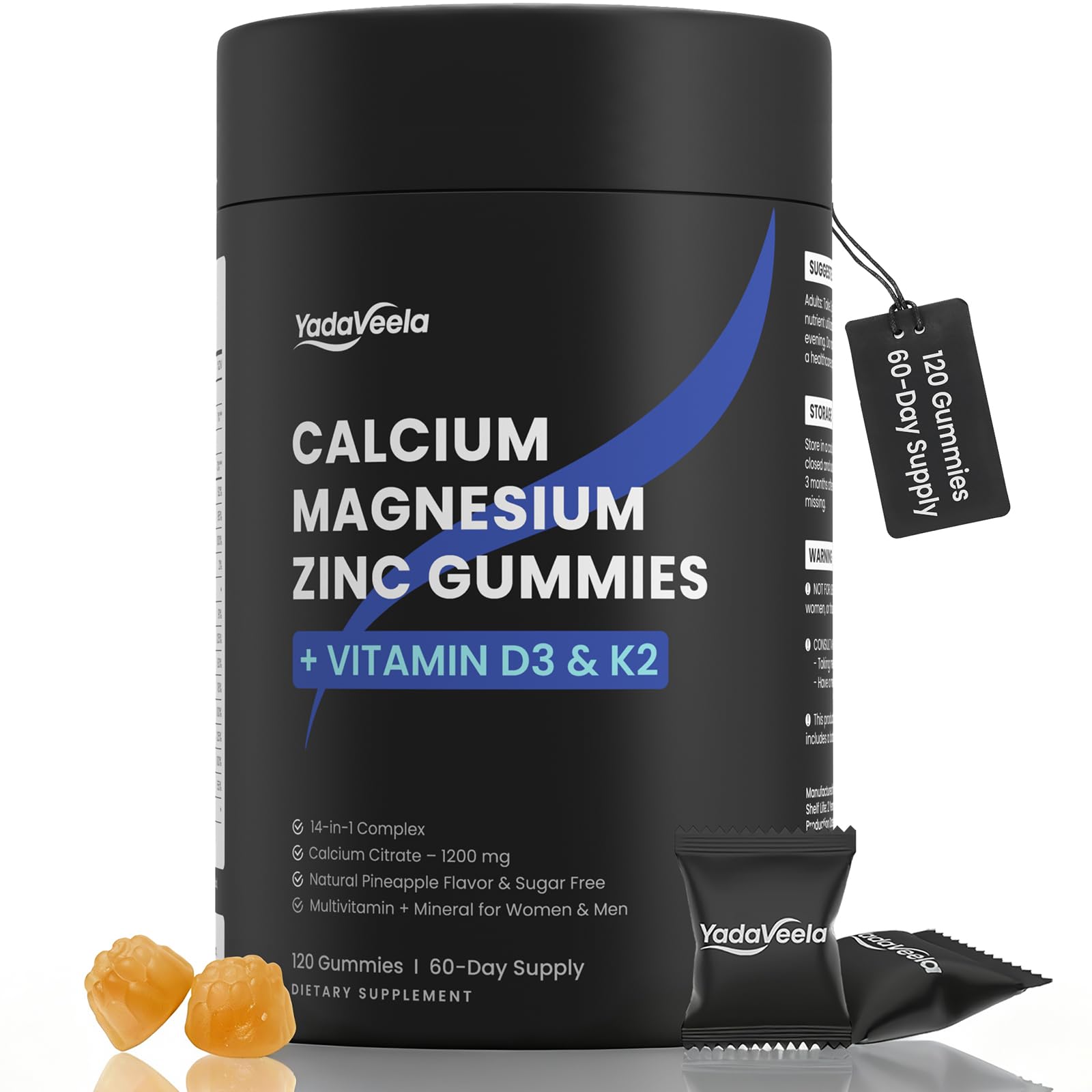 Front packaging of Calcium Magnesium Zinc Gummies bottle
