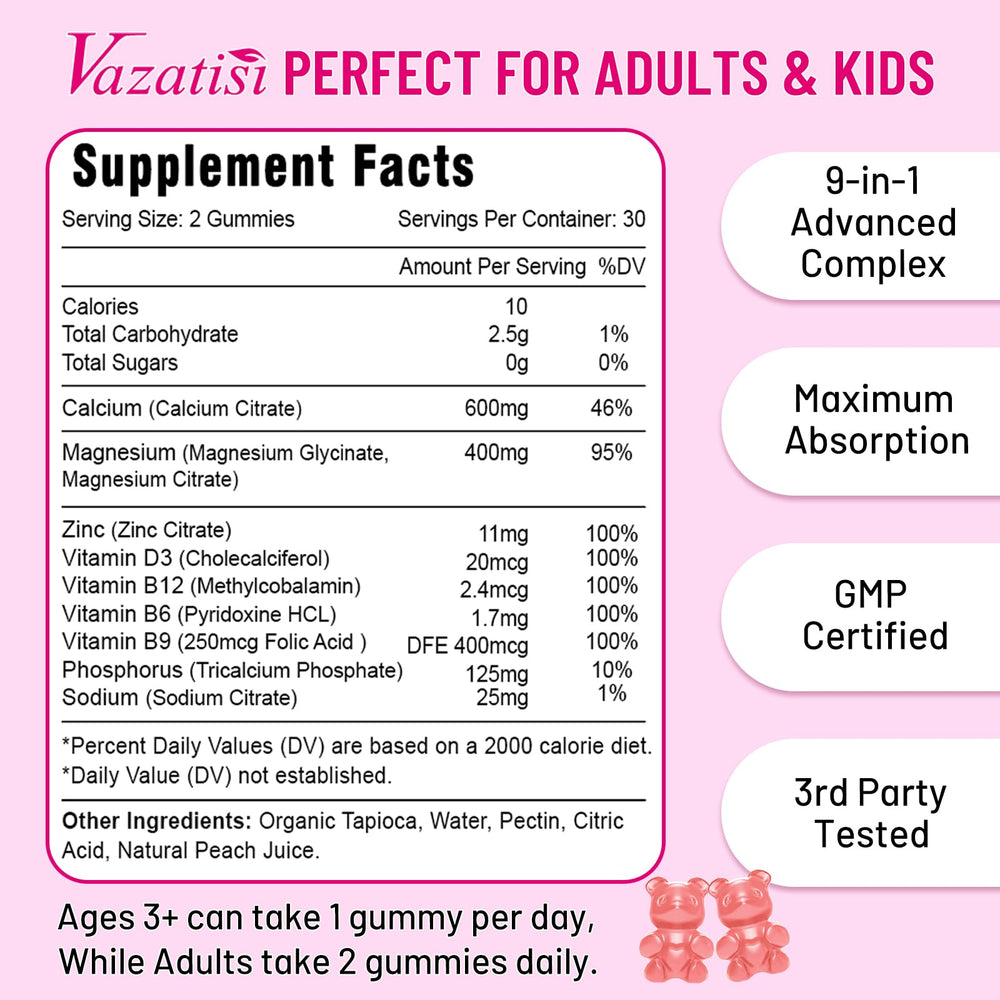 Supplement facts panel for Vazatisi gummies