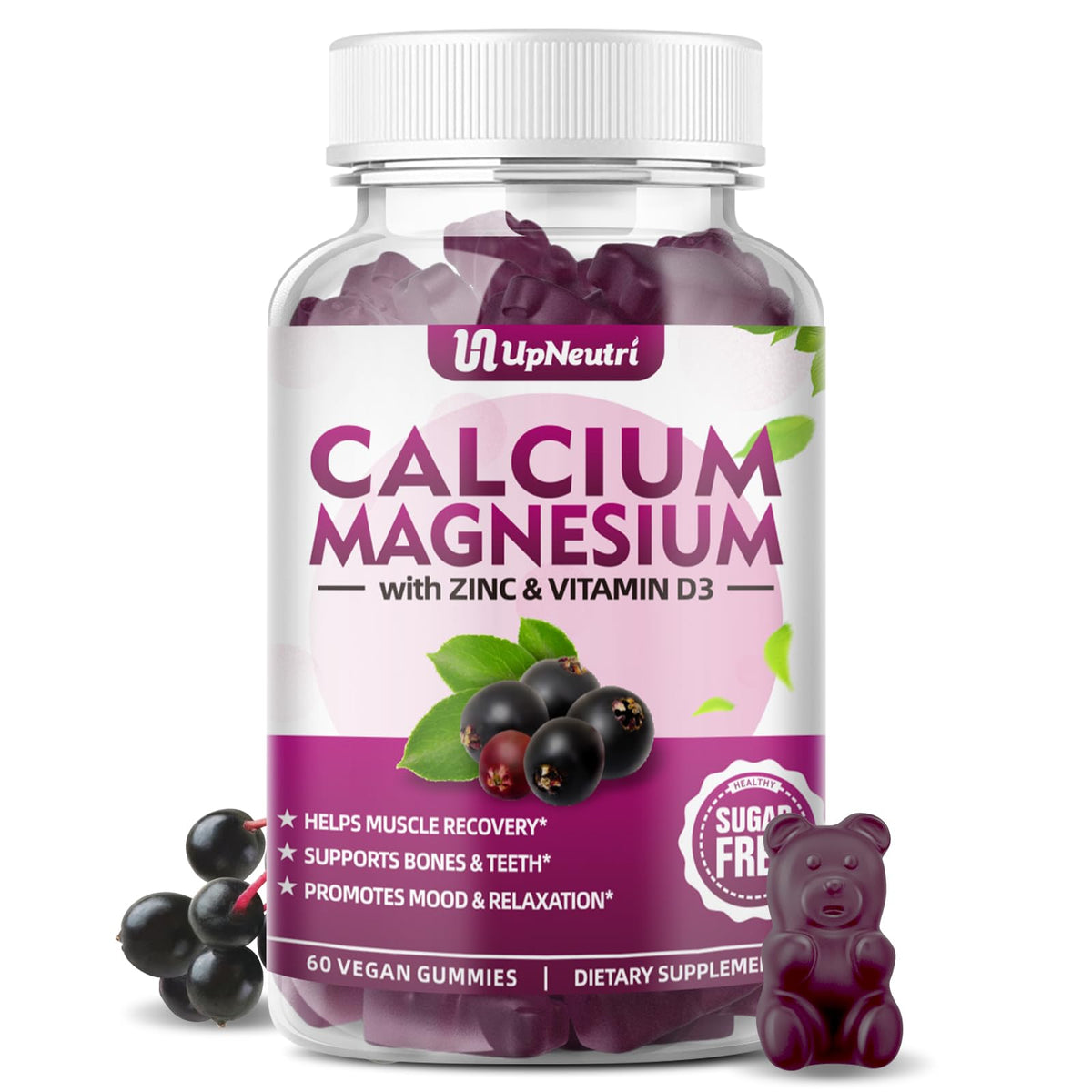 Calcium Magnesium Zinc Vitamin D3 gummies bottle label