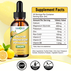 Label showing 600 mg calcium and 1000 mg potassium on bottle
