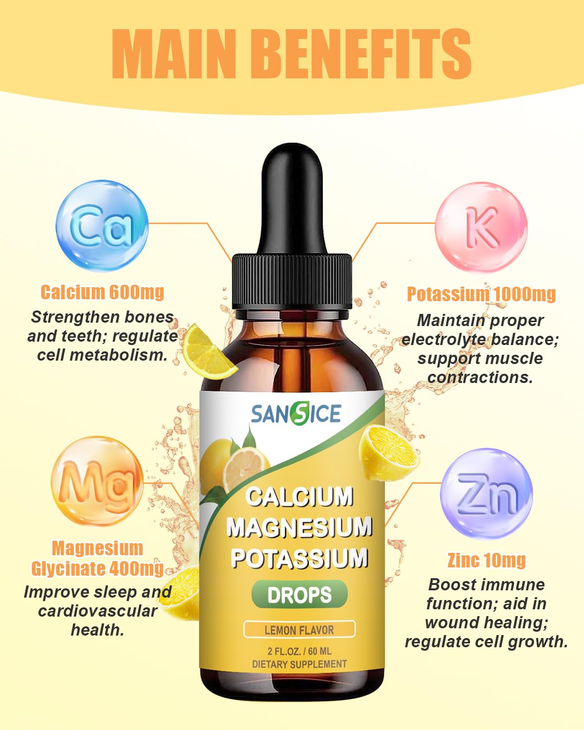 Liquid magnesium glycinate drops being added to a glass