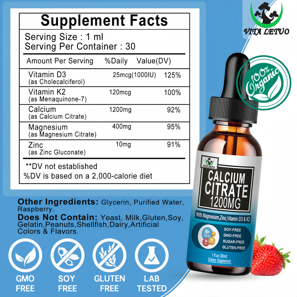 Vegan, gluten-free calcium supplement packaging