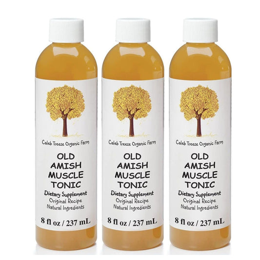 Caleb Treeze Old Amish Muscle Tonic bottle for fast leg and foot cramp relief