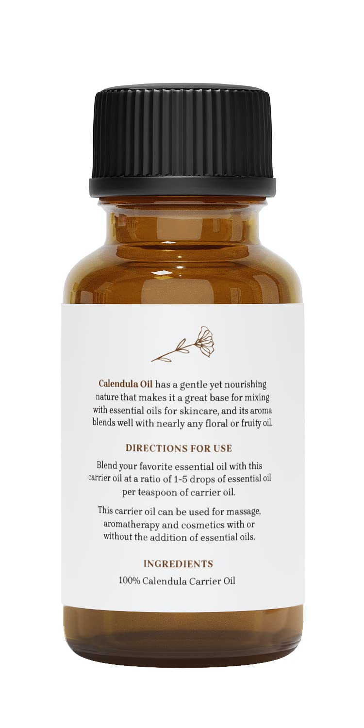 1 fl oz Calendula oil packaging with dropper