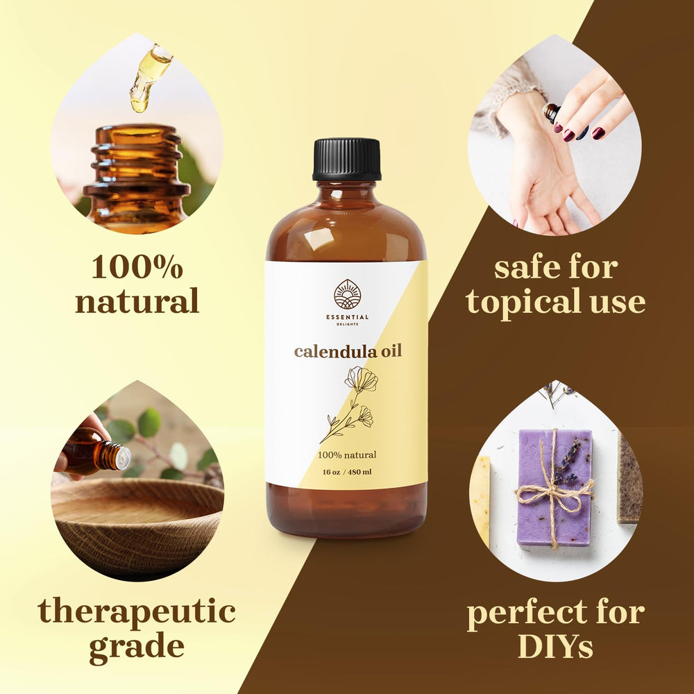 Hands applying Calendula Oil to skin and hair for hydration