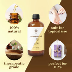 Hands applying Calendula Oil to skin and hair for hydration