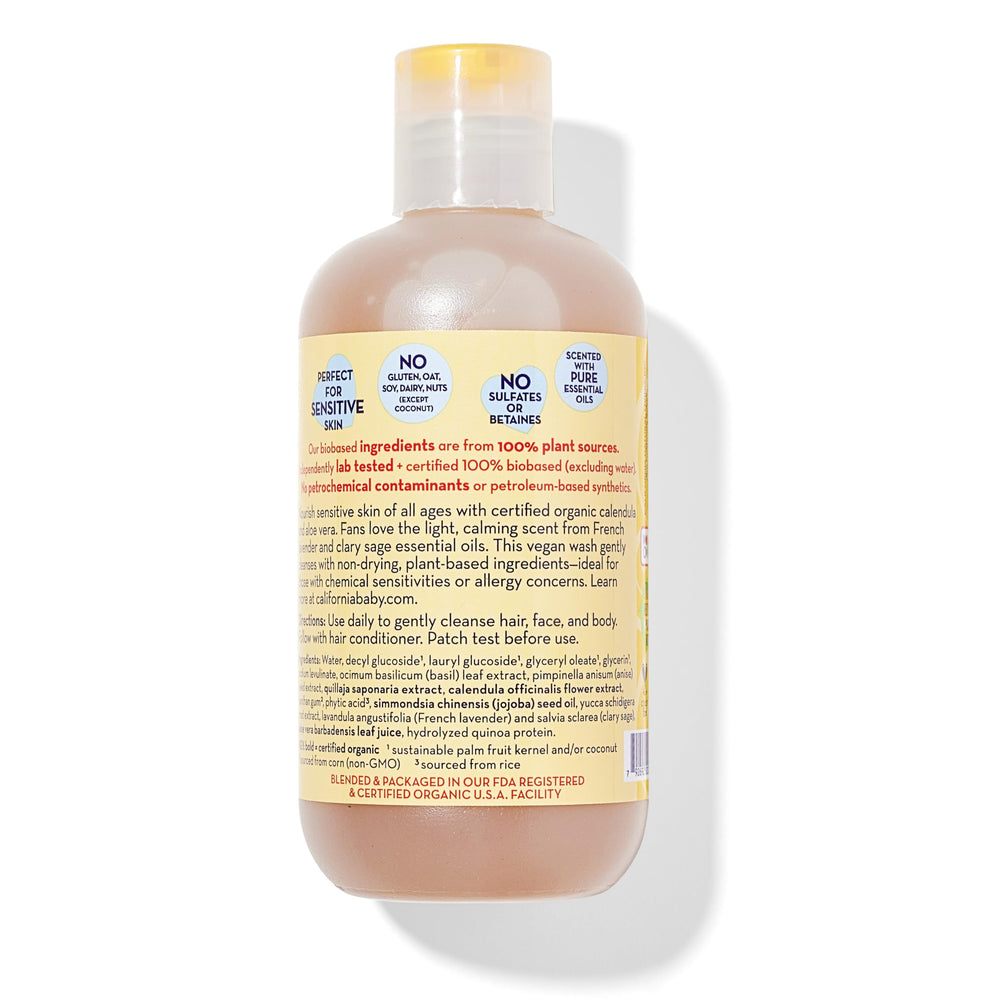 Back label of California Baby Calendula 2-in-1 Shampoo & Body Wash 251 mL