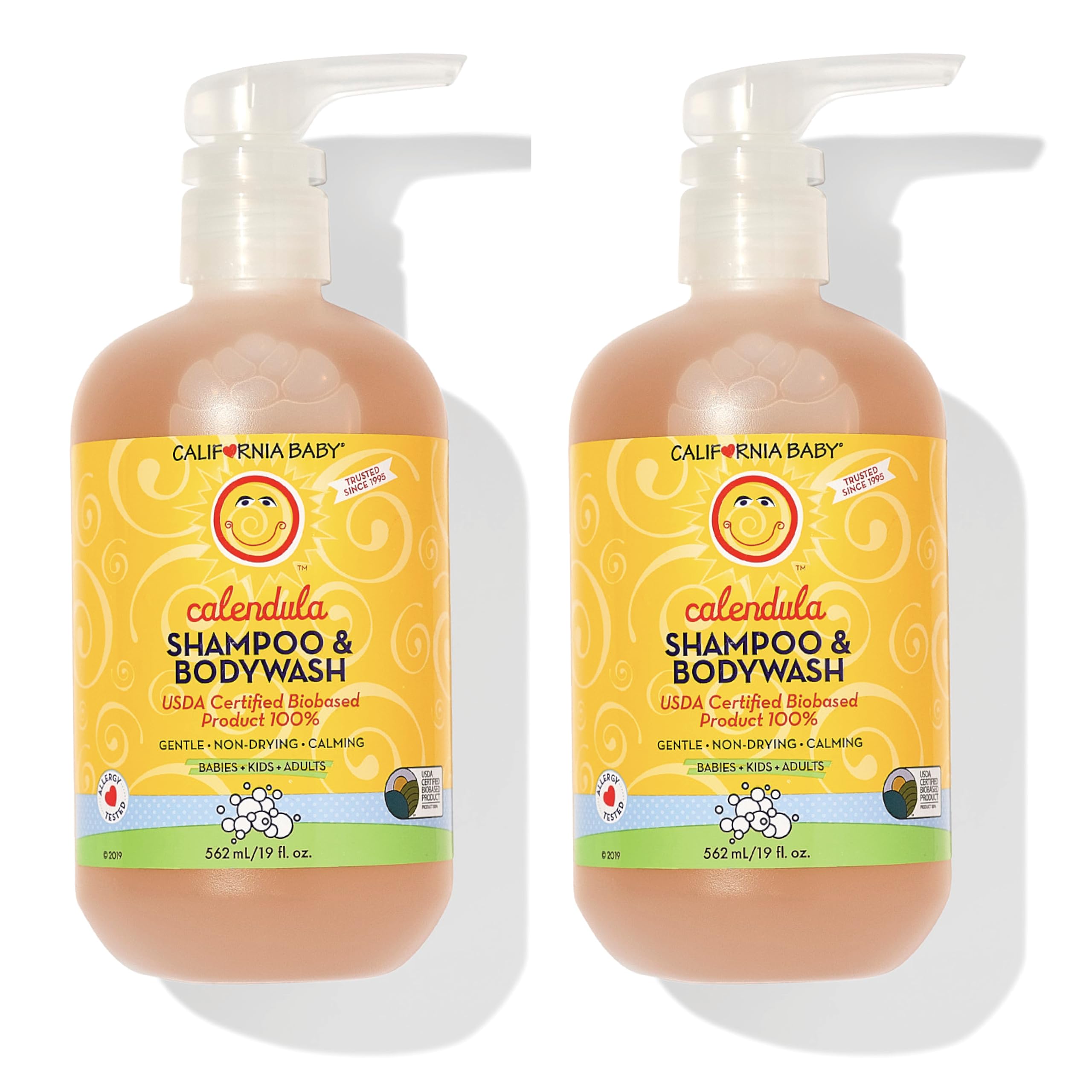 California Baby Calendula Baby Shampoo + Wash 2-Pack front bottle