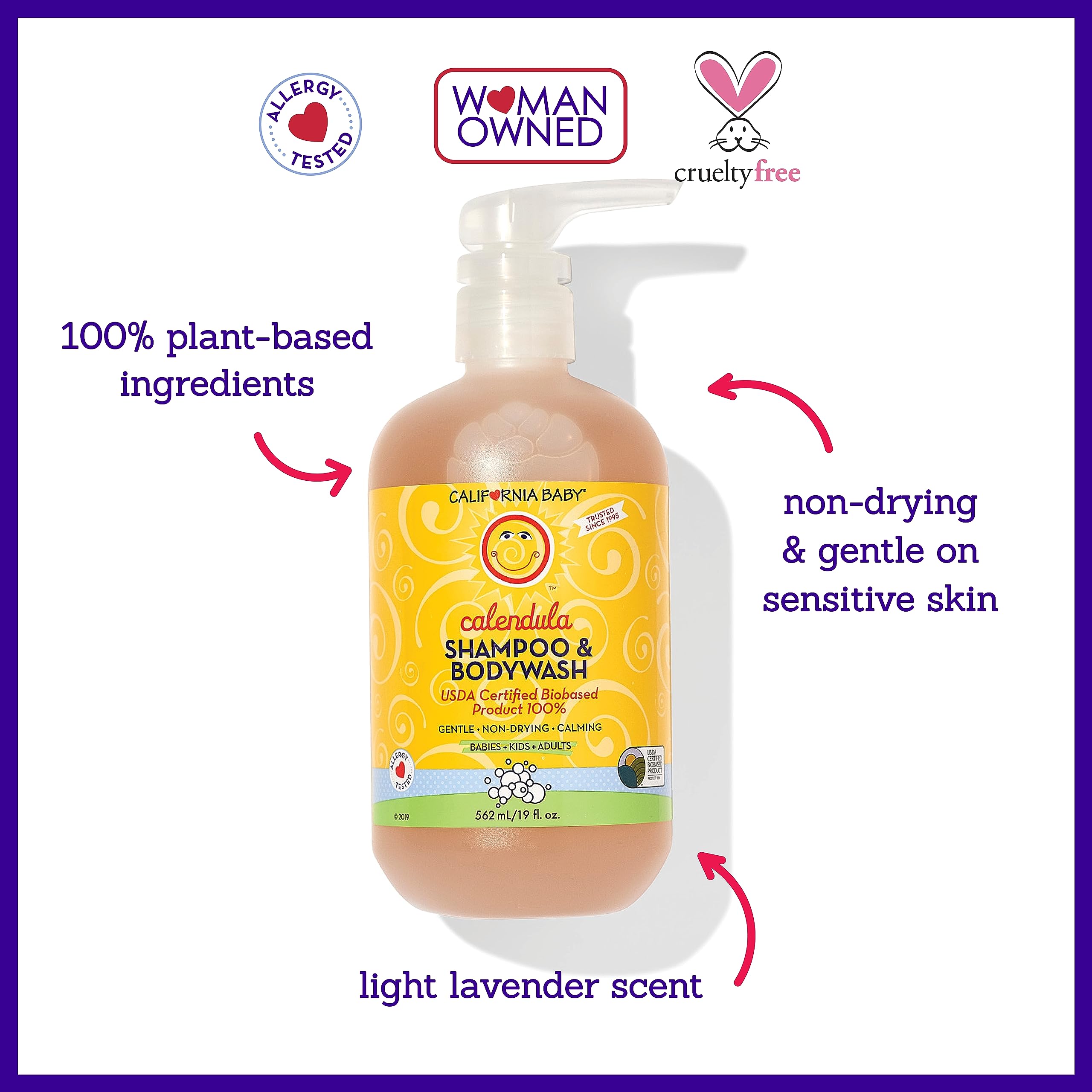 2-in-1 calendula shampoo and body wash for hair, face, and body