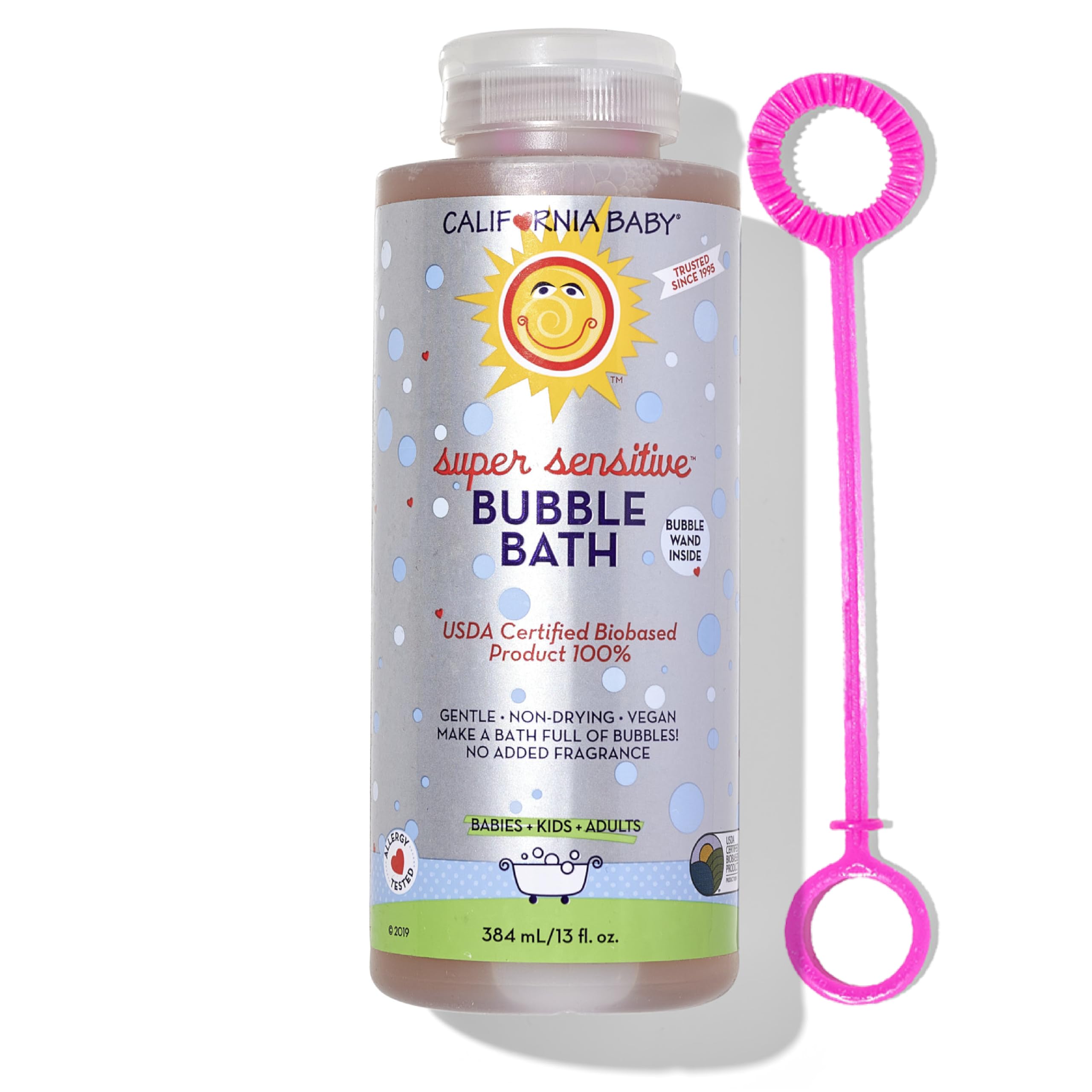 California Baby Super Sensitive Bubble Bath bottle front view (13 fl oz)