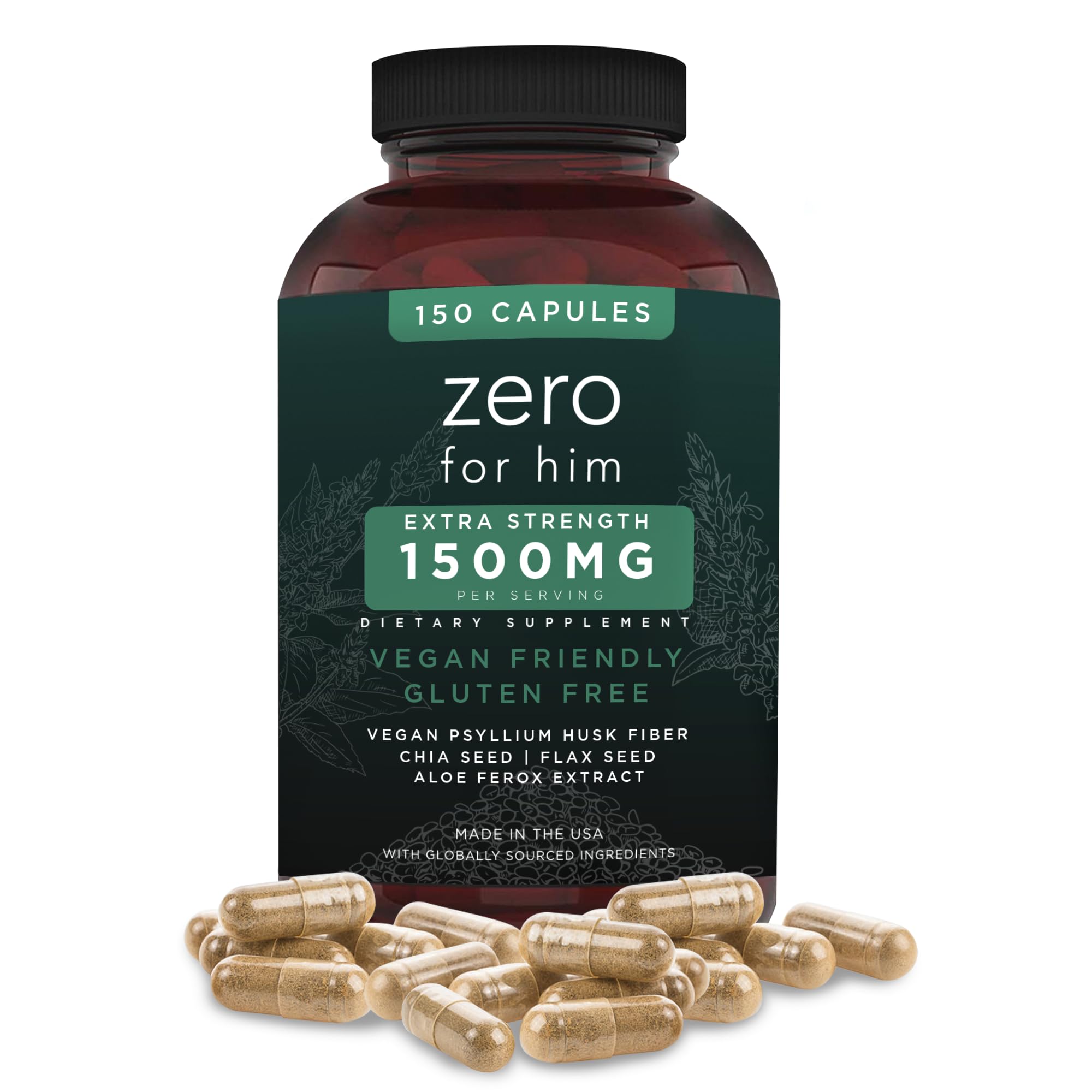 Bottle and packaging of California Basics Extra Strength Fiber for Men