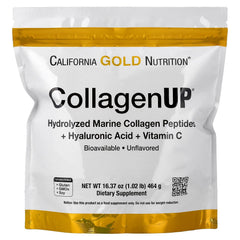 California Gold Nutrition CollagenUP bottle front supports hair, skin, nails and joints.