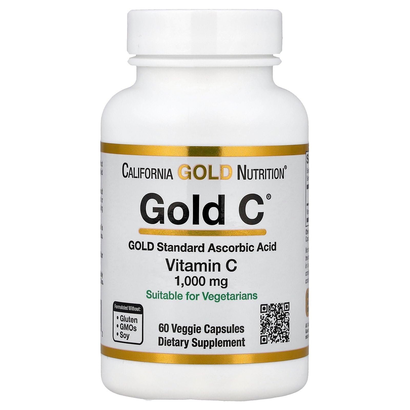 California Gold Nutrition Gold C vitamin C bottle with 60 veggie capsules