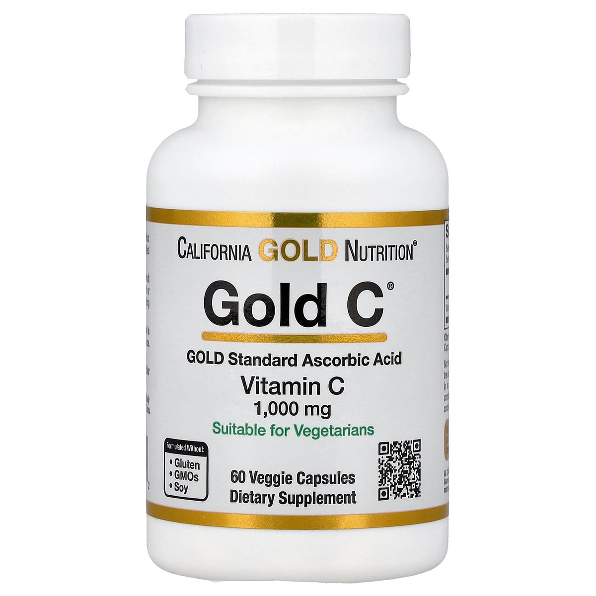 California Gold Nutrition Gold C vitamin C bottle with 60 veggie capsules