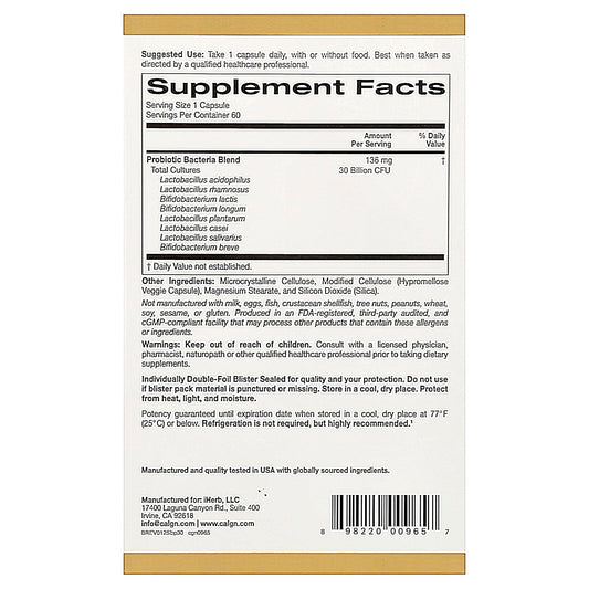 Close-up of LactoBif 30 Probiotics bottle