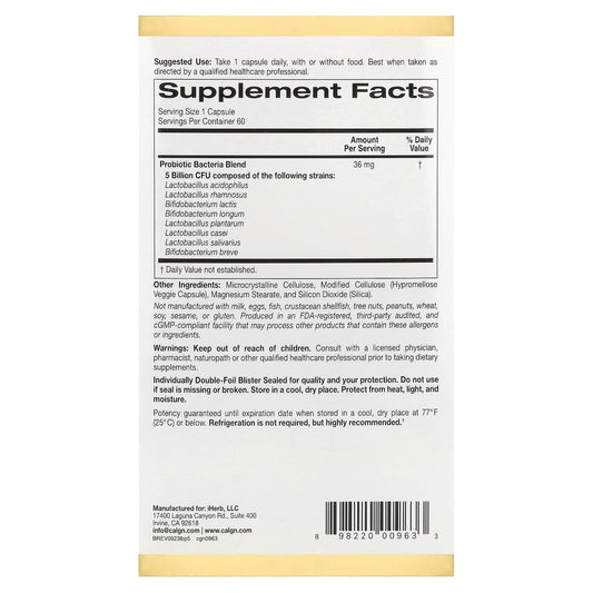 LactoBif 5 Probiotics bottle label highlighting 5 Billion CFU and 8 strains