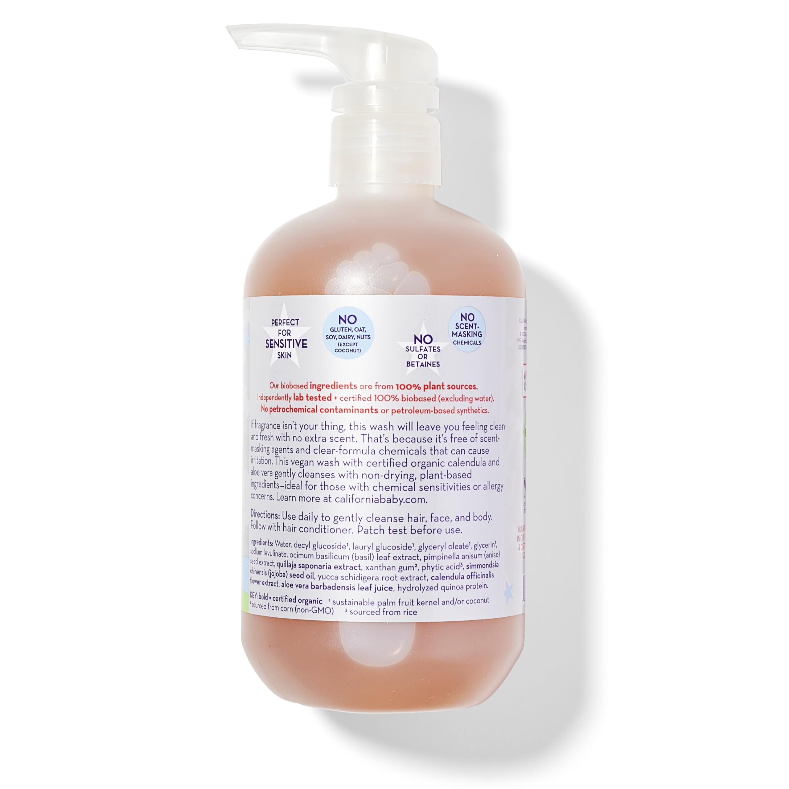 Bottle of California Kids unscented 2-in-1 shampoo and body wash