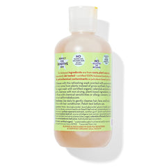 Close-up of label highlighting 100% plant-based formula and hypoallergenic