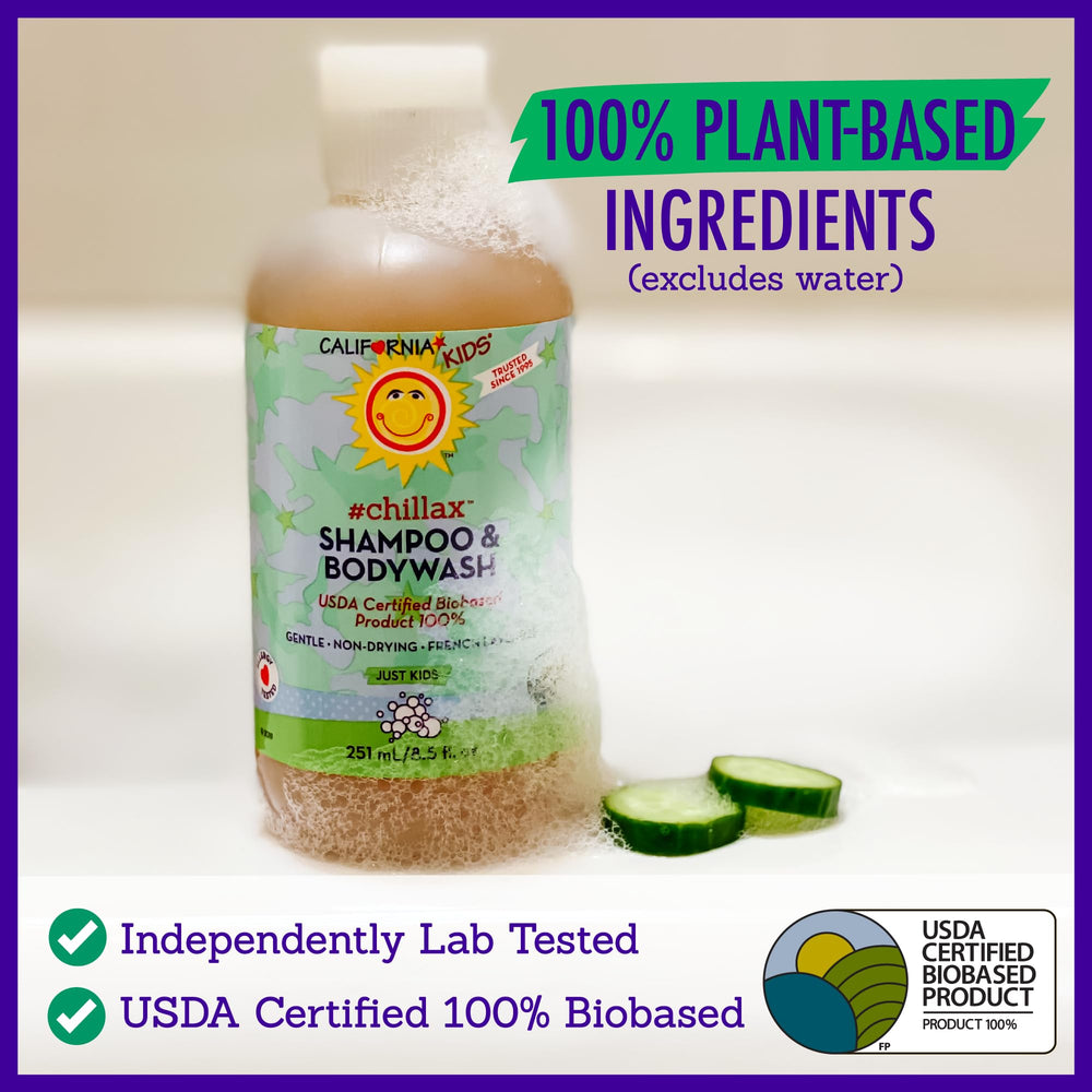 Ingredients panel featuring calendula, aloe vera, and essential oils