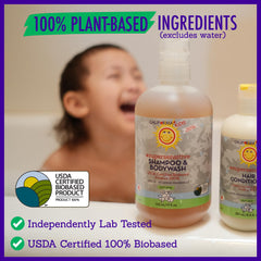 Plant-based ingredients highlight for California Kids shampoo