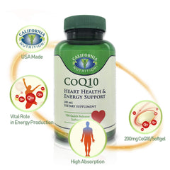 CoQ10 200mg softgels - high absorption, rapid release