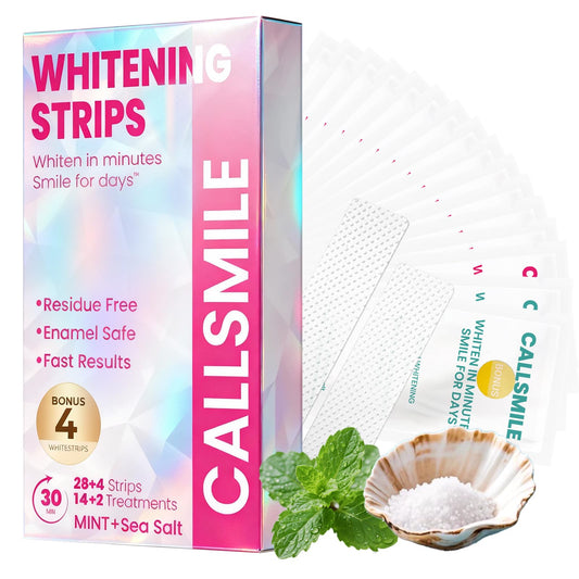 Packaging of CALLSMILE Teeth Whitening Strips Kit with 16 treatments