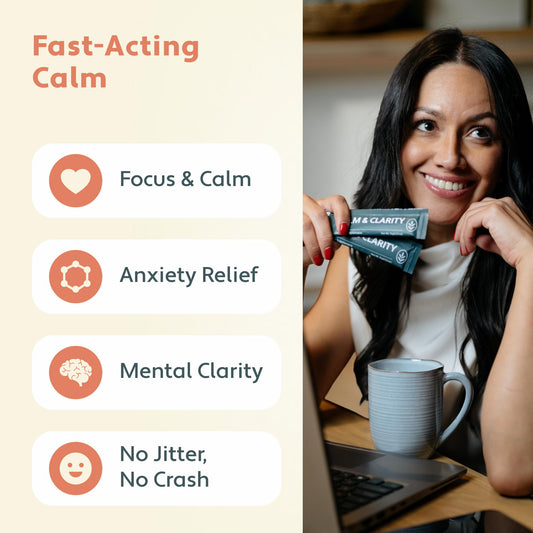 Close-up of Calm & Clarity Raspberry Shot bottle label