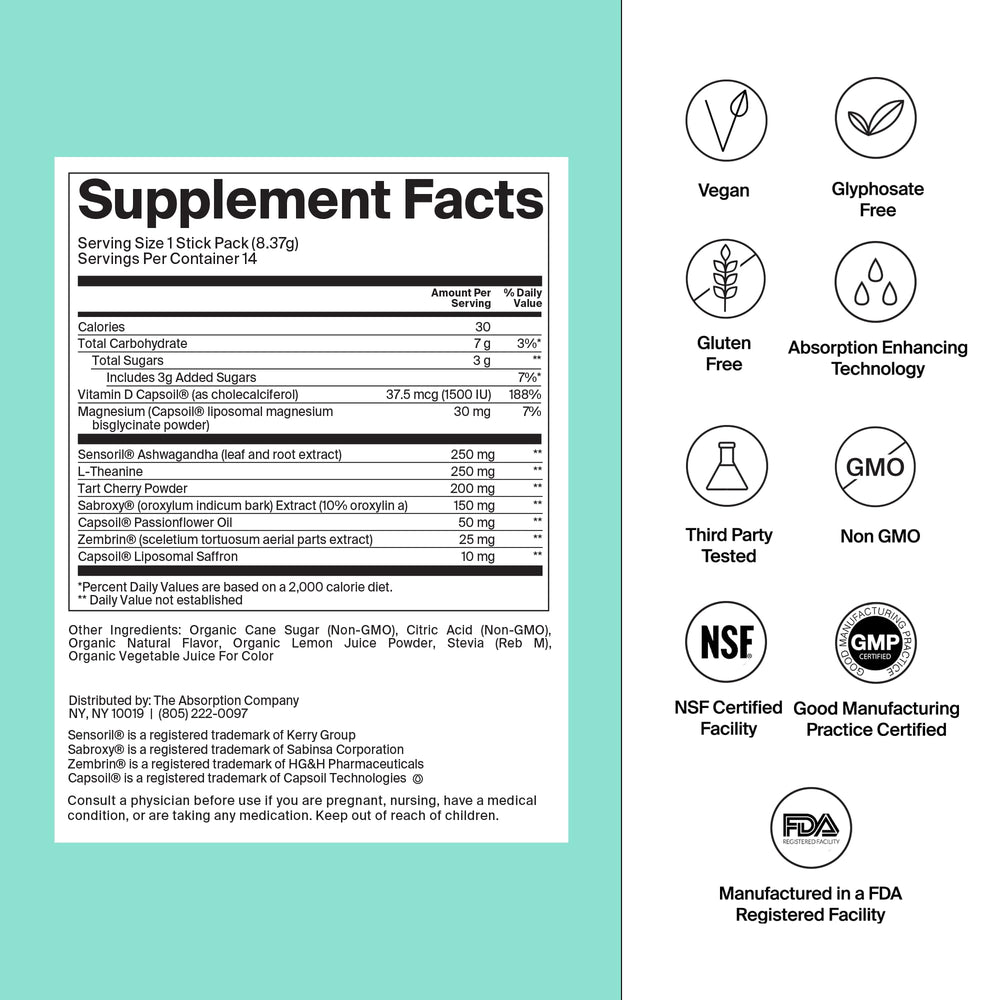 Calm Drink Mix Watermelon Lemonade back information panel