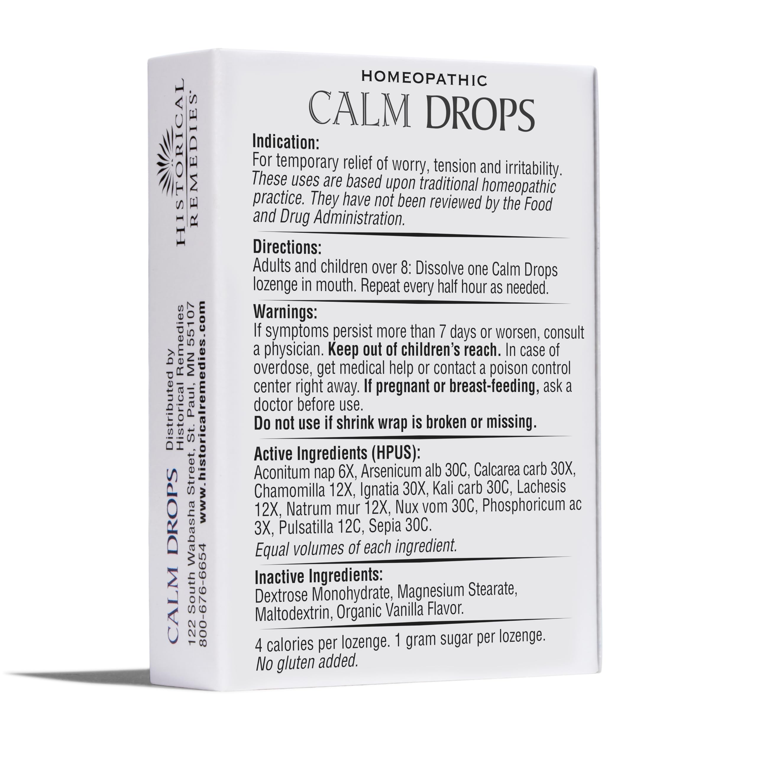 Calm Drops box and lozenges on a calm backdrop