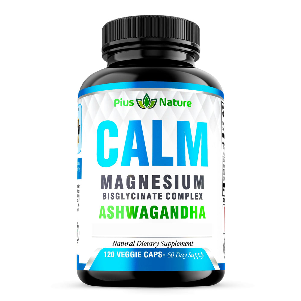 Bottle of Calm Magnesium Glycinate with Ashwagandha Root Extract