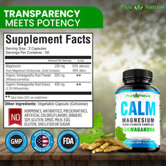Ingredient emphasis on magnesium glycinates and ashwagandha