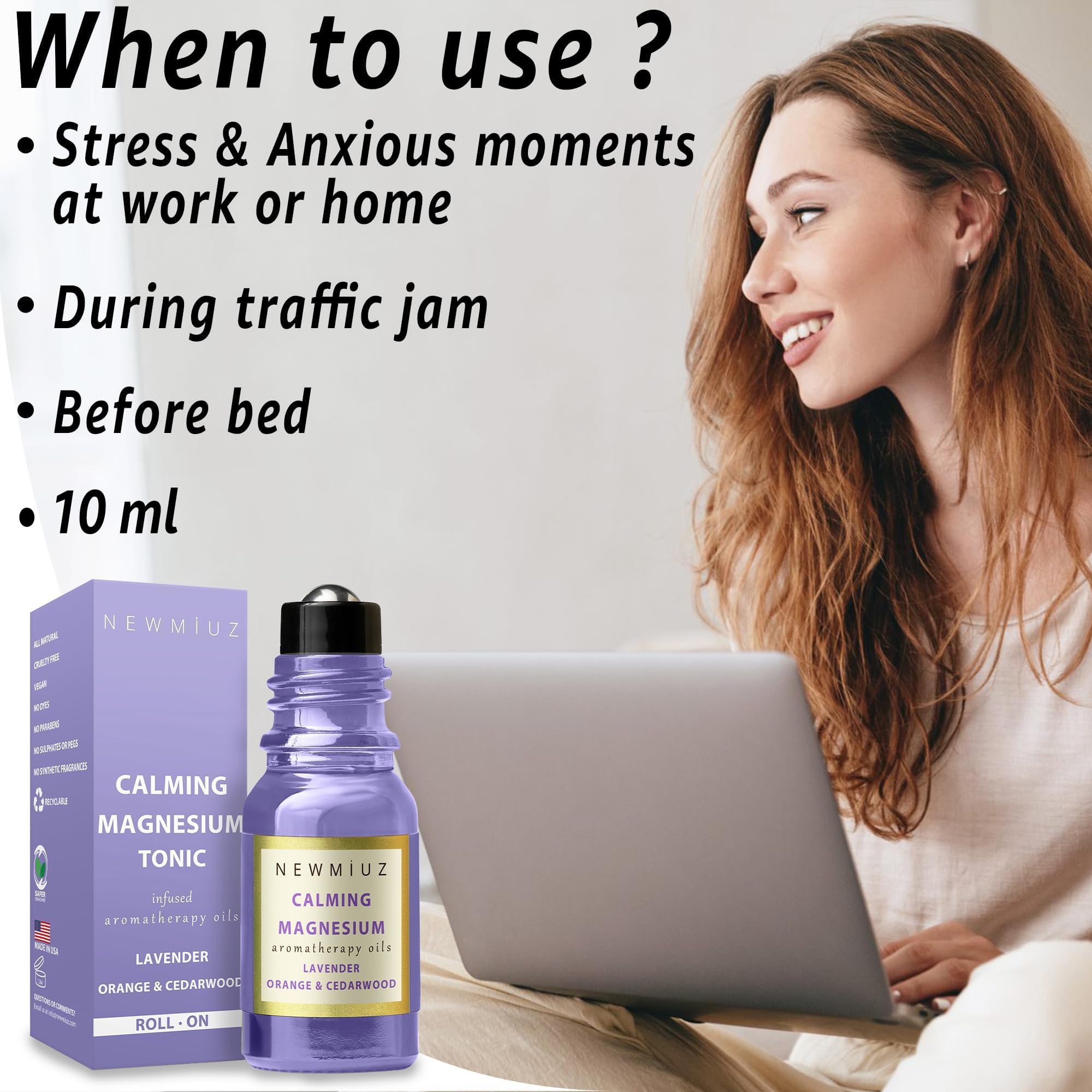 Close-up of Calm Magnesium Roller displaying the blend