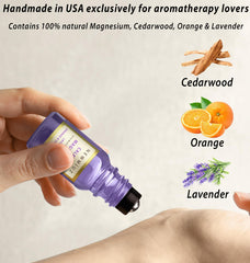 Labeling showing Lavender, Sweet Orange, and Cedarwood essential oils