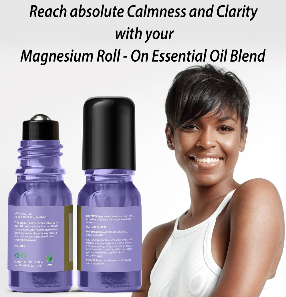 Applying Calm Magnesium Roller to wrist for stress relief