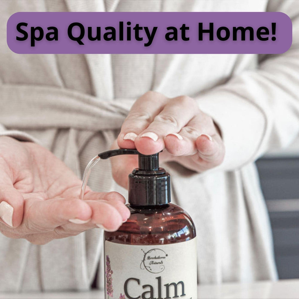 Massage therapy session using Calm Massage Oil with tools