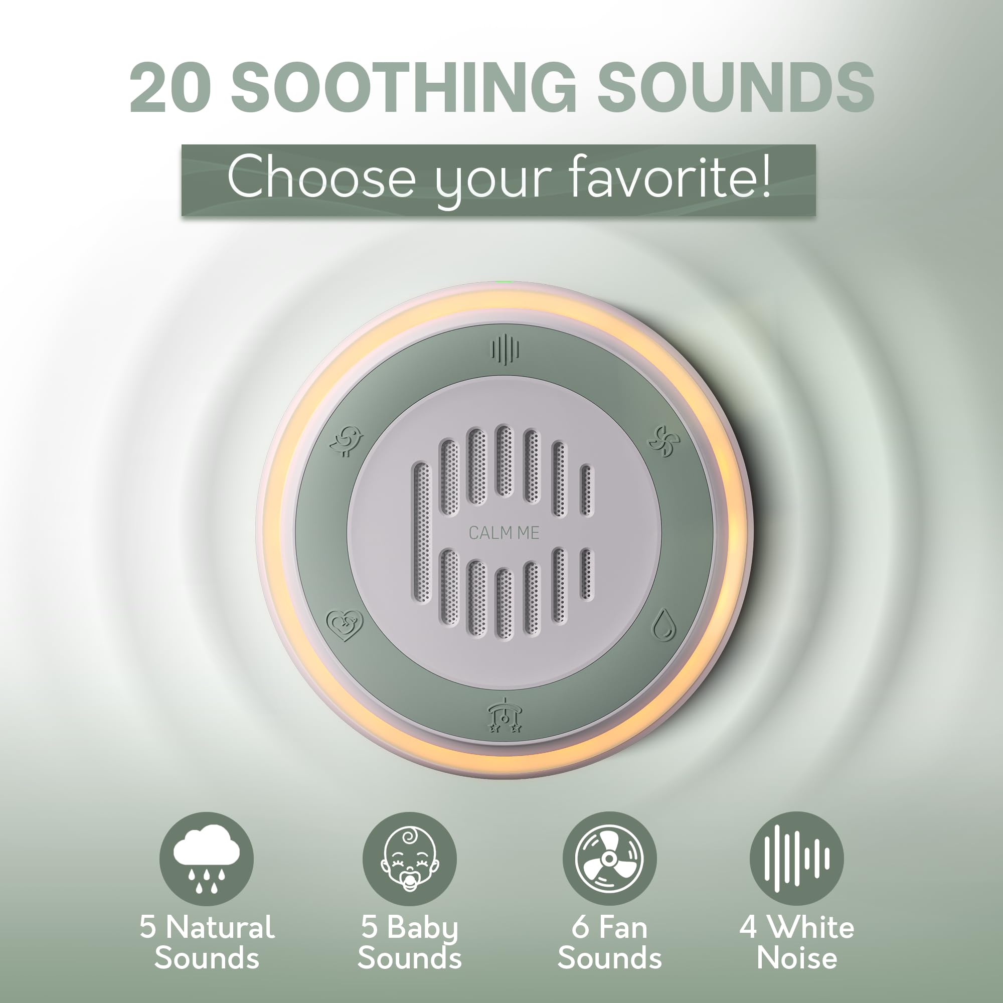 Calm Me dual night light—gentle illumination with memory recall.