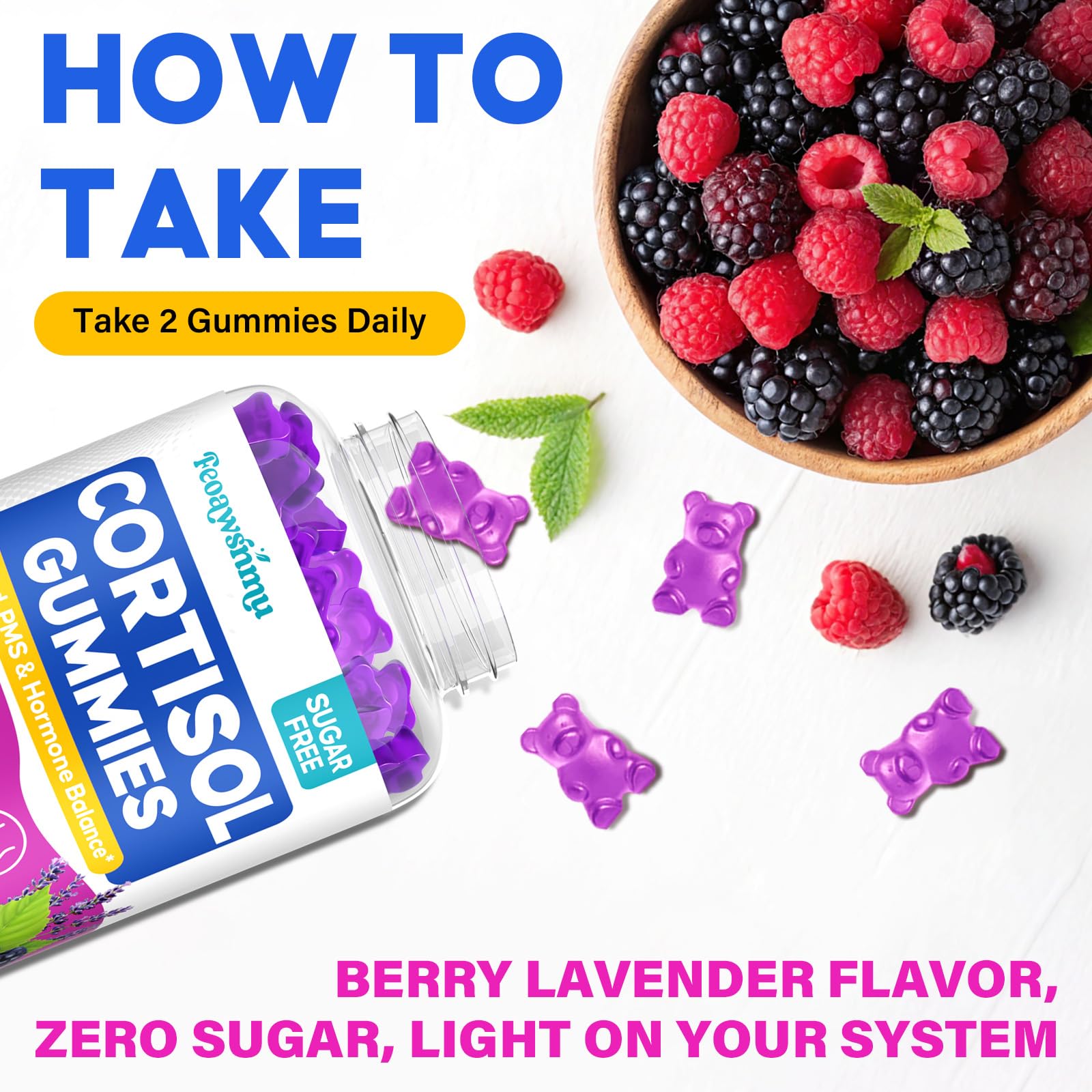 Calm mood support cortisol gummies for women
