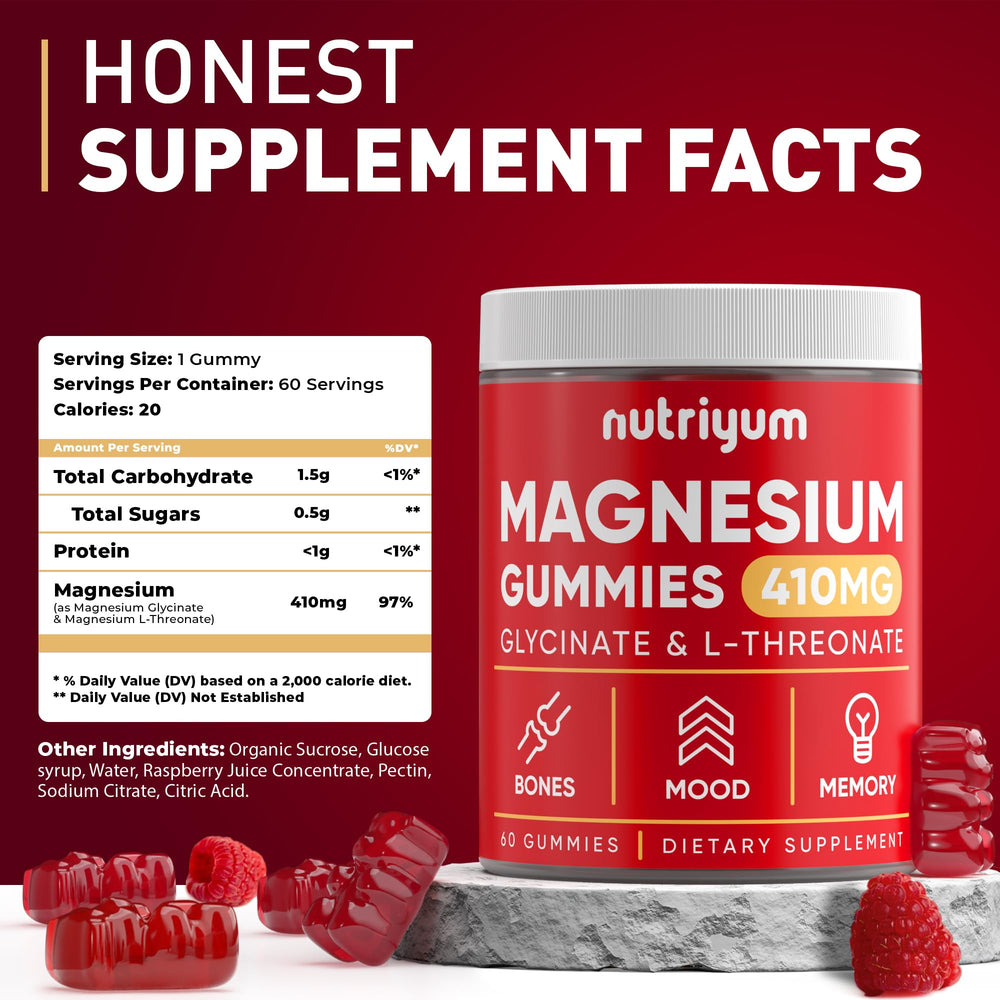 Graphic showing calm mood support from magnesium glycinate-threonate gummies.