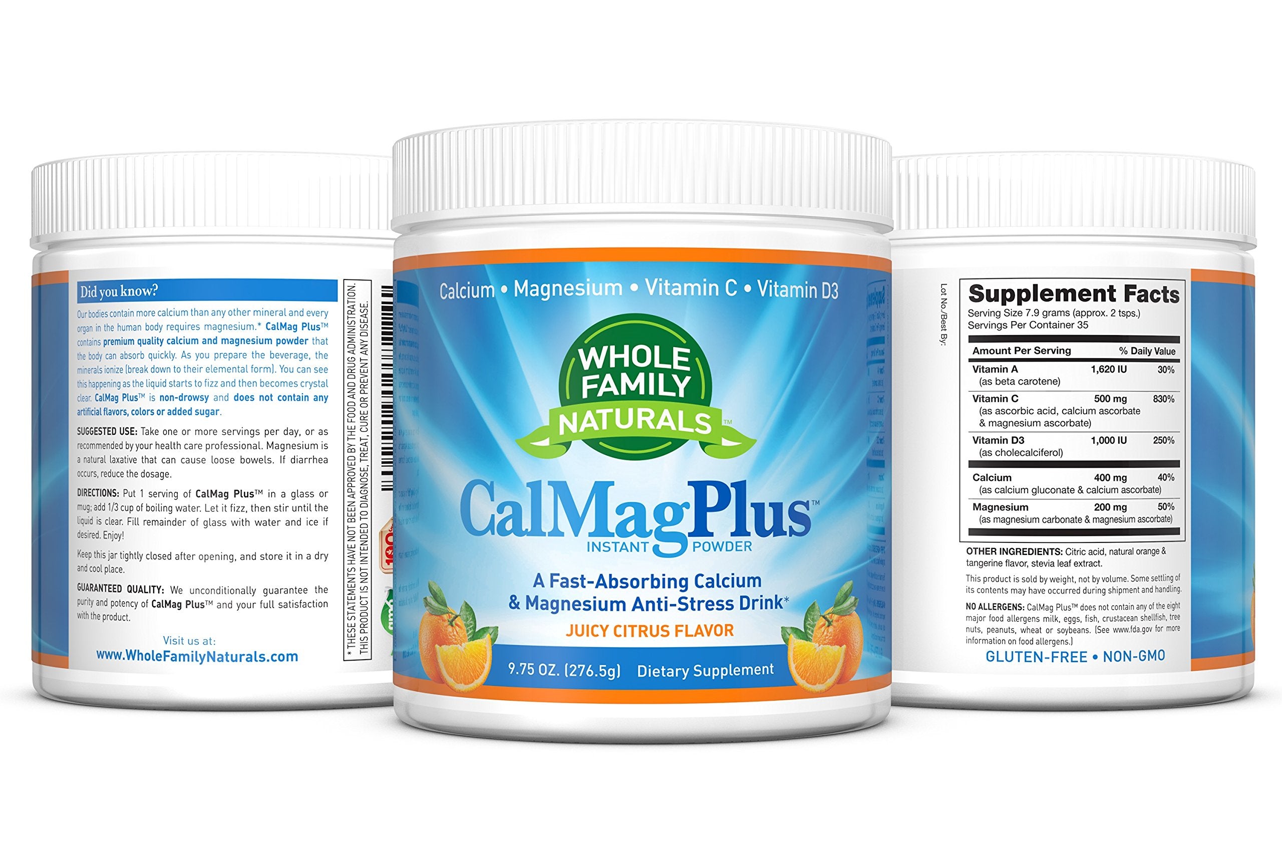 Prepared orange-tangerine CalMag Plus drink