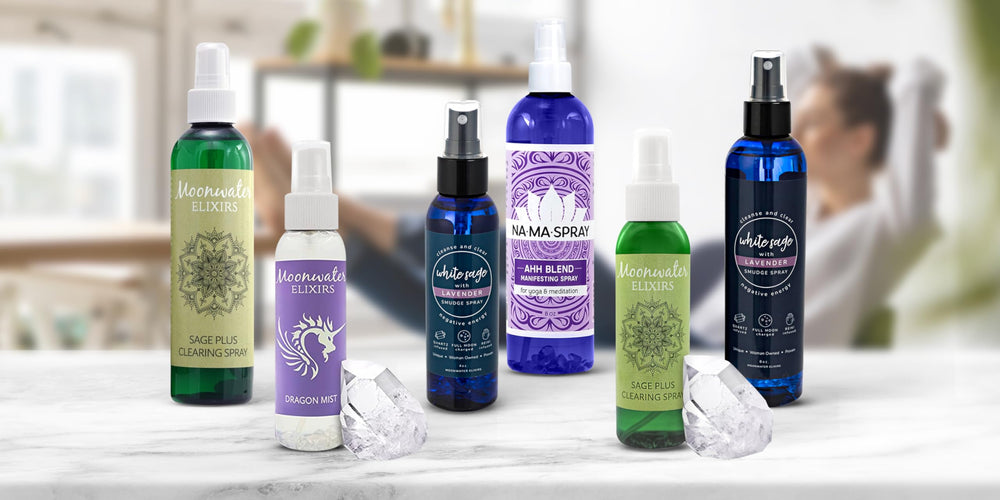 Calming aromatherapy sage spray for protection and mindful space