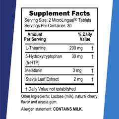 Calming Formula MicroLingual tablets back label