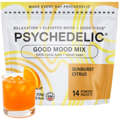 Front of Calming Kava Drink Mix box in Sunburst Citrus