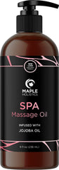 Calming massage oil bottle with lavender and almond oil