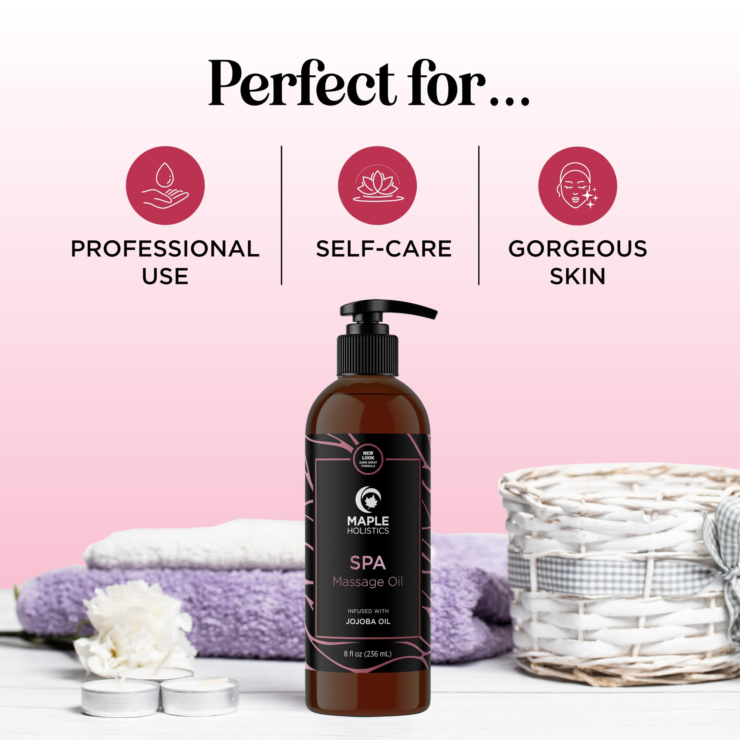 Pouring calming massage oil into the palm