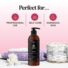 Pouring calming massage oil into the palm