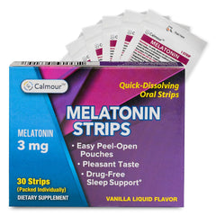 Calmour 30 Sleep Strips packaging with logo